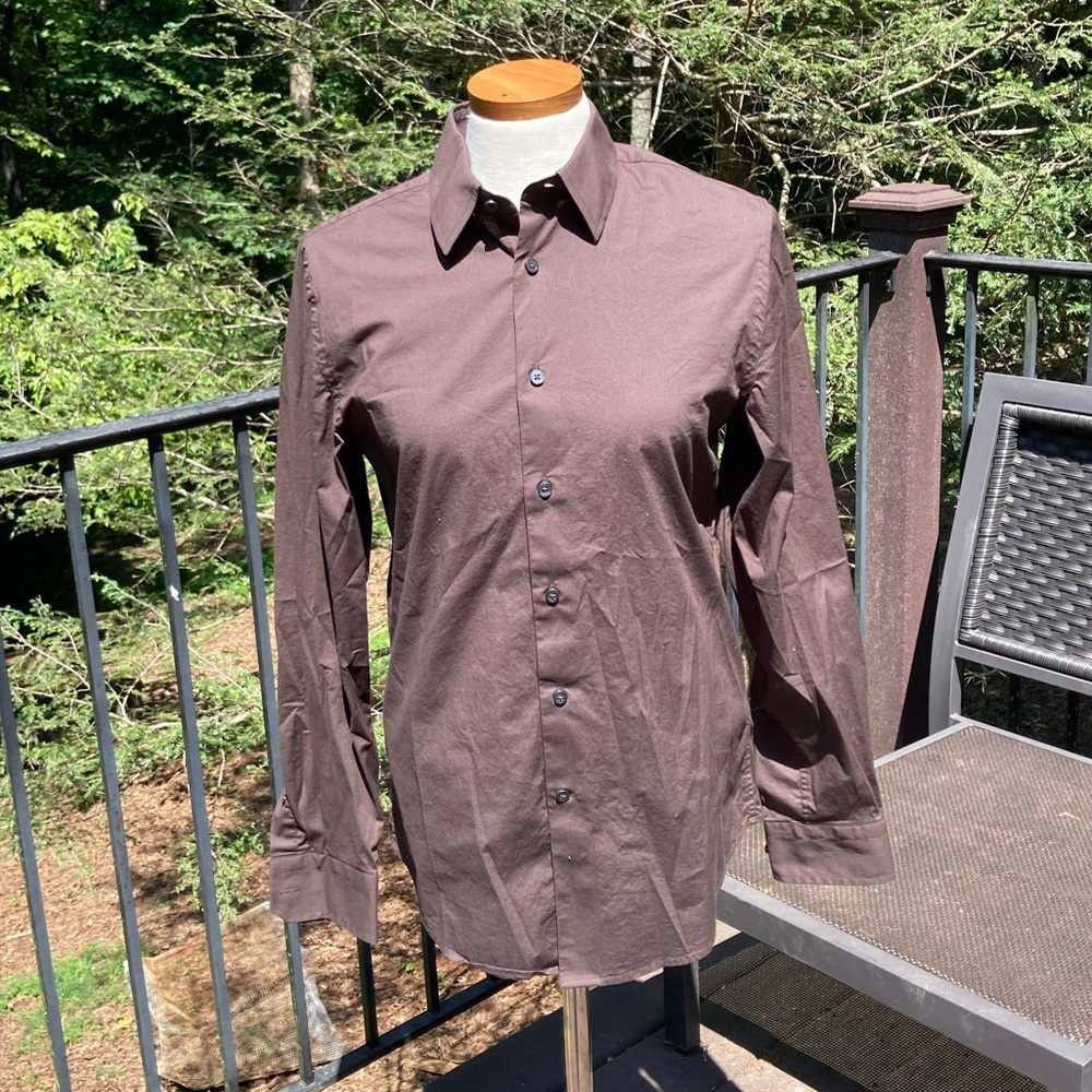 Express brown button down top sz. S (14-14 1/2)*